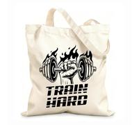 Sac de plage en polyester et coton Gymnastique, entraînement intensif, coach, centre de fitness, club, culture sportive, trou humain tissu épais de 12 oz Matière douce pour la peau 31x36cm Moyen