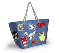 Karactermania Sac de plage Soleil – Hello Kitty Stickers – Bleu – Taille unique