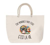 Sac de Plage Être monitrice d'auto-école c'est la vie | Grand Cabas Coton à Anses en Corde 23 L | Idée Cadeau Formateur Formatrice Homme Femme Anniversaire Noël | Imprimé en Bretagne