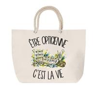 Sac de Plage Être opticienne c'est la vie | Grand Cabas Coton à Anses en Corde 23 L | Idée Cadeau Professionnel et Professionnelle de Santé Homme Femme Anniversaire Noël | Imprimé en Bretagne
