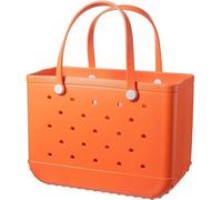 Sac de plage EVA / Grand sac fourre-tout d'été imperméable lavable / Sac de plage en caoutchouc avec trous / pour la plage, la piscine, le sport, le marché, Orange, L