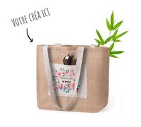 Sac de plage femme à personnaliser - Sac en toile de jute & coton, idéal pour y mettre votre création [ Cabas plage ]