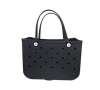 Sac de Plage Femme, Beach Bag Sac de plage XL en caoutchouc EVA, imperméable, panier de rangement for pique-nique, sac à main extra large for femme, sac fourre-tout de plage en gelée(Black,L(35x23x10c