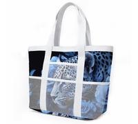 Sac de Plage Fleur Bleue Animale Sac Fourre Tout Voyage Tote Bag Piscine Avec Fermeture Éclair Cabas de Voyage Accessoire Plage Pliable Et Léger Beach Travel Bag Gym Cabas Femme 33x32cm/1 Pièce