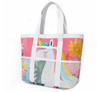Sac de Plage Fleur Rose Animal Sac Fourre Tout Voyage Tote Bag Piscine Avec Fermeture Éclair Cabas de Voyage Accessoire Plage Pliable Et Léger Beach Travel Bag Gym Cabas Femme 33x32cm/3 Pièce