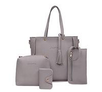 Sac de plage fourre-tout quatre sacs fourre-tout pour femmes sacs portefeuille sac à main bandoulière ensemble sac, gris, Taille unique