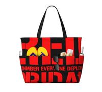 Sac de plage fourre-tout rouge « Remember Everyone Deployed » pour femmes, grand format, avec fermeture éclair et poche imperméable. Sac de sport pliable et léger, idéal pour les ges, les courses, la