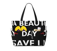 Sac de plage grand format « It's A Beautiful Day To Save Lives » pour femmes, avec fermeture éclair et poche étanche, sac de sport pliable et léger, idéal pour les ges, les courses, la natation et le