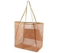 Sac de plage | Grand sac de plage en maille, pochette de rangement réutilisable pour articles de sport, sac de transport respirant pour lunettes de soleil, téléphone, serviettes, vêtements, marron