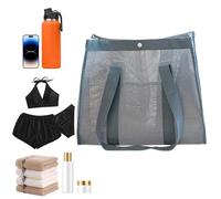 Sac de plage - Grand sac de plage réutilisable en maille - Rangement pour la maison, le jardin, les vacances, le camping, la croisière, les activités de plein air, gris, Voir description