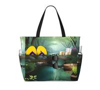 Sac de plage grande capacité - Sac de voyage imperméable imprimé Little Bridge in the East multi-poches fourre-tout pour les vacances, la salle de sport pour femmes
