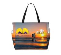 Sac de plage imperméable de grande capacité pour la gym, la natation, le camping, le transport, beau lever de soleil et océan