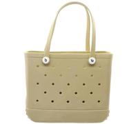 Sac de plage imperméable grand fourre-tout sac à main à bandoulière dame grande capacité de rangement sac à main mode femmes plage fourre-tout Bogg Bag (Khaki-36x30x13cm)