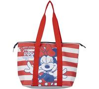 Sac de plage Minnie Mouse - Rouge et Blanc - 47x33x15cm - Fabriqué en Polyester - Sac en tissu avec fermeture éclair - Compartiment principal spacieux - Produit Original Fabriqué en Espagne