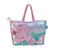 Sac de plage - Peppa Pig - fermeture éclair - 48 x 32 cm - rose, PVC/polyester