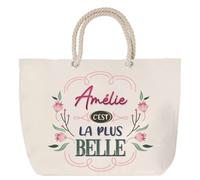 Sac de plage - PLANETEE - Amélie la plus belle - Grand format - Anse corde - Coton