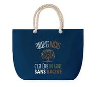 Sac de plage - PLANETEE - J'peux Pas Généalogie - Anse corde - Grand format - Coton multicolore