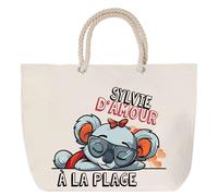 Sac de plage - PLANETEE - Sylvie à la Plage - anse corde - grand format - personnalisable