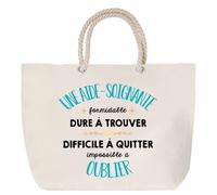 Sac de plage - PLANETEE - Une Aide-Soignante Formidable - Coton - Multicolore - Personnalisable
