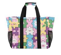 Sac de plage pliable avec compartiments et poignées Motif dessin animé, Motif mignon de dessin animé enfantin, 1 size, Tendance