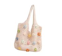 Sac de plage pour femme Sac en tricot Mode Sac à main avec fleurs Grande capacité Aisselles Sac à provisions pour scène de voyage Sac à bandoulière tricoté Sac de plage Sac à main coloré Sac à main en