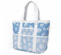 Sac de Plage Rayure Cercle Bleu Sac Fourre Tout Voyage Tote Bag Piscine Avec Fermeture Éclair Cabas de Voyage Accessoire Plage Pliable Et Léger Beach Travel Bag Gym Cabas Femme 33x32cm/1 Pièce