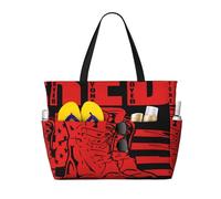 Sac de plage rouge Remember Everyone Deployed pour femmes, grand format, avec fermeture éclair et poche imperméable, sac de sport pliable et léger, idéal pour les ges, les courses, la natation et le