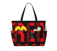 Sac de plage rouge « Remember Everyone Deployed » pour femmes, grand format, avec fermeture éclair et poche imperméable. Sac de sport pliable et léger, idéal pour les ges, les courses, la natation et