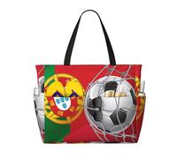 Sac de plage/sacoche Goa grand format aux couleurs du drapeau portugais, avec fermeture éclair et poche imperméable. Léger et pliable, il est idéal pour la salle de sport, les ges, les courses, la na