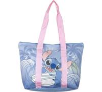 Sac de plage Stitch - Couleur bleu et rose - 47x33x15cm - Fabriqué en polyester - Sac en tissu avec fermeture éclair - Compartiment principal spacieux - Produit Original Fabriqué en Espagne