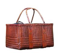 Sac de Plage Tissé Sac De Plage Créatif En Bambou For Le Rangement Du Thé D'été Vacances et Shopping