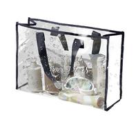 Sac de plage transparent - Grand fourre-tout en PVC, sac de transport transparent imperméable, bordure en tissu | Organisateur de plage léger à longue sangle pour l'entrée du stade, les voyages, les