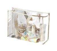 Sac de plage transparent : voir à travers le sac à main | PVC Sacs à provisions transparents imperméables | Grand étui de transport transparent en PVC pour extérieur, piscine, sangle D, Kaki, Consulte