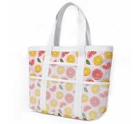 Sac de Plage Vert Jaune Citron Sac Fourre Tout Voyage Tote Bag Piscine Avec Fermeture Éclair Cabas de Voyage Accessoire Plage Pliable Et Léger Beach Travel Bag Gym Cabas Femme 33x32cm/2 Pièce