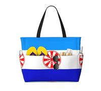 Sac de plage/voyage grande capacité Ewenke aux couleurs du drapeau national - Idéal pour les vacances, sac en toile réutilisable pour le camping, les courses, les déménagements, noir, taille unique, t