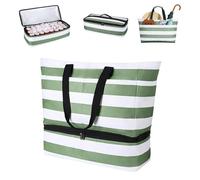 Sac de Plage XXL, 50 x 29 x49cm Sac Fourre Tout Sacs de Plage, Main Bandoulière Pliable Voyage, Multi Poches Pliable Cabas Plage, Grand Sacs de Plage Femme avec Démontable Sac Isotherme