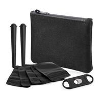 Sac de poche anti-odeurs et 2 tubes Doob - Récipient anti-odeurs et support de joint + 5 sacs anti-odeurs, accessoires avec doublure en charbon actif (S (15 x 11 cm), noir)