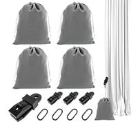 Sac de Poids Portable pour Rideaux Extérieurs, 12 Pcs Poids pour Nappe D'extérieur, Réutilisables Sacs de Poids pour Tonnell, 4 clips et 4 Mousquetons, pour Pergola, Rideaux, Tonnelle, Tentes, Nappes