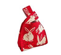 Sac de poignet tricoté pour femme - Mini sac fourre-tout tendance à motif graphique mignon - Petit sac à main ouvert pour le shopping, le travail, les voyages, les pique-niques, un usage quotidien