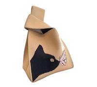 Sac de poignet tricoté pour femme - Mini sac fourre-tout tendance à motif graphique mignon - Petit sac à main ouvert pour le shopping, le travail, les voyages, les pique-niques, un usage quotidien