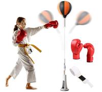 Sac de poinçonnage avec Support, Sac réflexe de Boxe avec Support - Punching Reflex Ball Set - Formation de Coordination des Yeux, réglable en Hauteur, Rebond Fort pour Les Adolescents Adultes