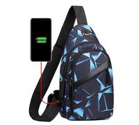Sac de poitrine 2022 version coréenne pour homme, motif camouflage, sac à bandoulière en tissu, petit sac à dos en toile, double couche, interface USB, sac à bandoulière pour ordinateur portable, bleu