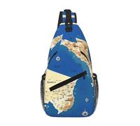 Sac de poitrine à bandoulière avec imprimé carte de la Grèce pour homme et femme, petit sac à bandoulière étanche, mini sac à dos pour la randonnée