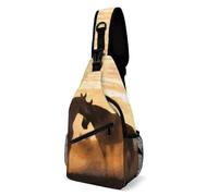 Sac de poitrine à bandoulière, décontracté, de sport, voyage, randonnée, chevaux dans l'amour