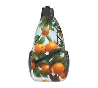 Sac de poitrine à bandoulière pour homme avec motif aigle patriotique - Design double poche, unisexe, convient pour la course à pied, les voyages, Beaucoup d'oranges sur l'arbre, Taille unique