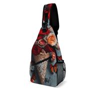 Sac de poitrine à motif de fleurs dans la crème glacée pour homme, sac à bandoulière pour femme, sac à dos à bandoulière pour voyage, blanc, 20,3 x 10,2 x 38,1 cm, blanc, 8x4x15 Inches