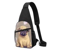 Sac de poitrine amusant avec imprimé carlin pour homme et femme, sac banane d'extérieur pour randonnée, sport, Noir , Taille unique, Sac à dos décontracté