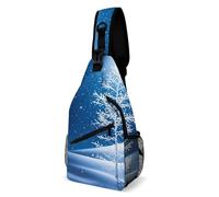 Sac de poitrine avec flocons de neige blancs qui tombent - Sac à bandoulière pour homme - Sac banane pour femme - Sac à dos à bandoulière pour voyage, blanc, 20,3 x 10,2 x 38,1 cm, blanc, 8x4x15