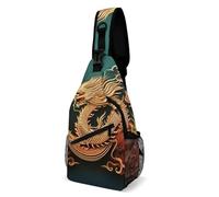 Sac de poitrine avec motif dragon chinois pour homme, sac banane pour femme, sac à dos à bandoulière pour voyage, blanc, 20,3 x 10,2 x 38,1 cm, blanc, 8x4x15 Inches