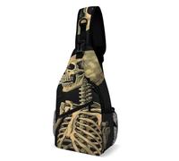 Sac de poitrine avec squelette brûlant pour homme, sac à bandoulière pour femme, sac à dos à bandoulière pour voyage, blanc, 20,3 x 10,2 x 38,1 cm, blanc, 8x4x15 Inches
